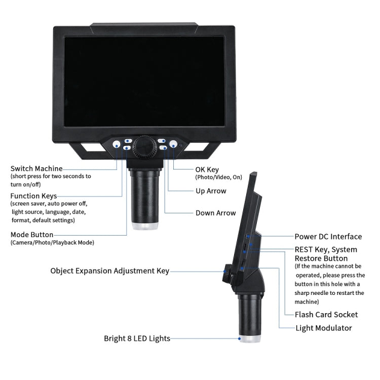 G1600 1-1600X Magnification 9 Inch Electron Microscope, Style: Without Battery UK Plug - Digital Microscope by buy2fix | Online Shopping UK | buy2fix