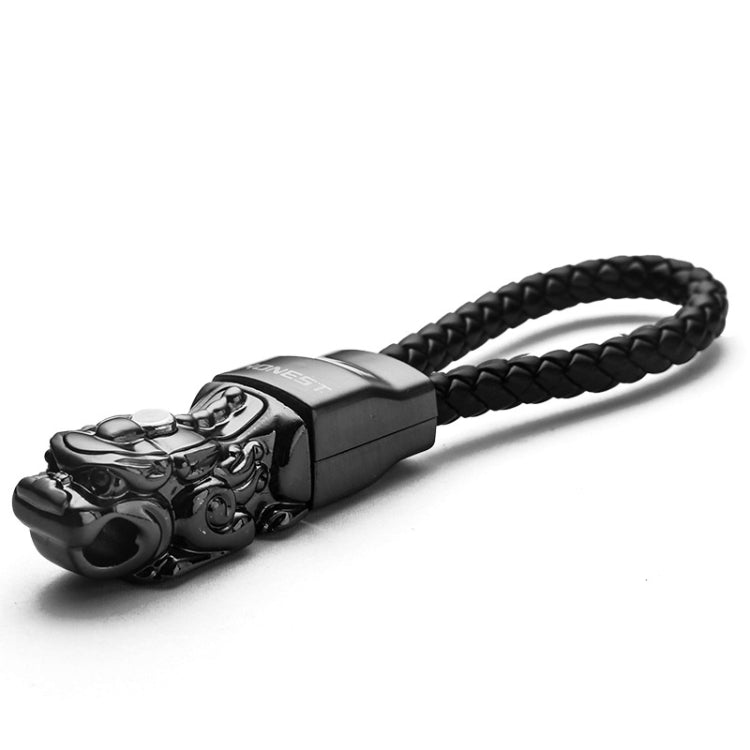 Braided Leather Rope Brave Troops Keychain With LED Light Metal Pendant(White+White Rope) - In Car by buy2fix | Online Shopping UK | buy2fix