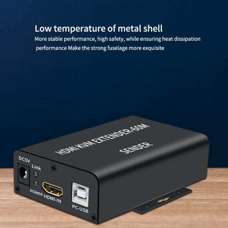 BW-HKE60A HDMI 60m KVM With USB Extender Support POE Single-End Power Supply With US Plug(Black) - Amplifier by buy2fix | Online Shopping UK | buy2fix