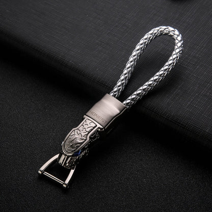 HONEST Diamond Encrusted Car Keychain Leather Cord Leopard Metal Keychain Pendant(Upgrade White) - In Car by HONEST | Online Shopping UK | buy2fix