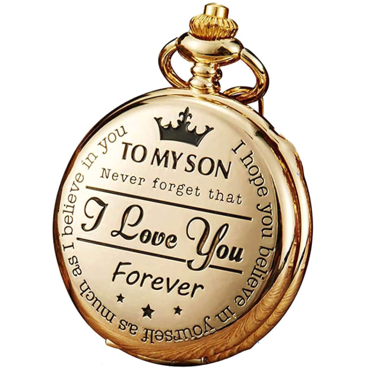 Engraved Vintage Commemorative Quartz Pocket Watch Round Watch, Style: I Love You (Black) - Necklace Watch Watches by buy2fix | Online Shopping UK | buy2fix