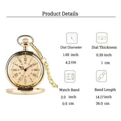 Engraved Vintage Commemorative Quartz Pocket Watch Round Watch, Style: I Love You (Black) - Necklace Watch Watches by buy2fix | Online Shopping UK | buy2fix