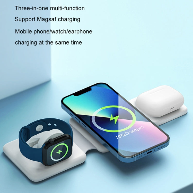 Folding 3 In 1 Wireless Charger For iPhone, Galaxy, Huawei, Xiaomi, LG, HTC and Other QI Standard Smart Phones (White) - Wireless Charger by buy2fix | Online Shopping UK | buy2fix