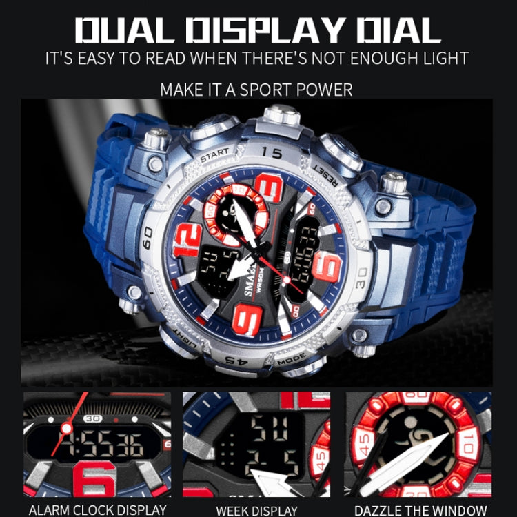SMAEL 1921 Men Dual Movement Sports Watch Multifunctional Time Night Light Alarm Student Wrist Watch(Orange) - LED Digital Watches by SMAEL | Online Shopping UK | buy2fix