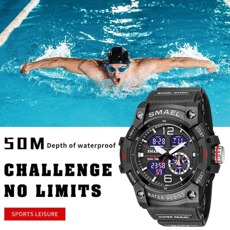 SMAEL 8007 Outdoor Sports Waterproof Dual Display Electronic Quartz Watch(Grey) - Sport Watches by SMAEL | Online Shopping UK | buy2fix