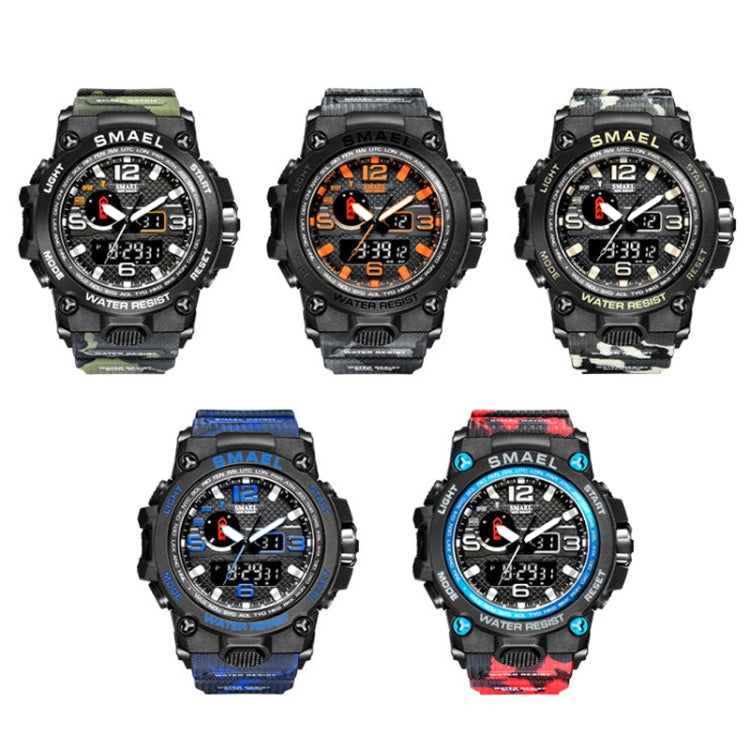 SMAEL 1545D Time Men Anti-falling Night Light Alarm Waterproof Sports Watch(Camouflage Blue) - Sport Watches by SMAEL | Online Shopping UK | buy2fix