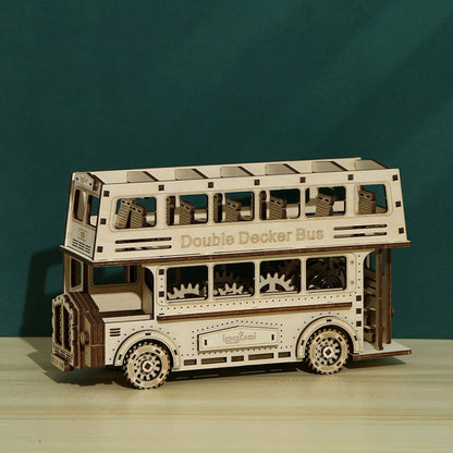 Double Decker Bus 3D Wooden Puzzle Toys DIY Handmade Ornaments - Puzzle Toys by buy2fix | Online Shopping UK | buy2fix