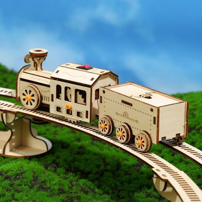 Electric Track Train 3D Wooden Puzzle Model DIY Handmade Ornaments - Puzzle Toys by buy2fix | Online Shopping UK | buy2fix