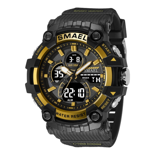 SMAEL 8079 Outdoor Multifunctional Dual Display Dial Waterproof Sports Watch(Black Gold) - Sport Watches by SMAEL | Online Shopping UK | buy2fix