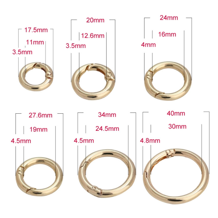 20pcs Zinc Alloy Spring Ring Metal Open Bag Webbing Keychain, Specification: 1 inch Light Gold - In Car by buy2fix | Online Shopping UK | buy2fix