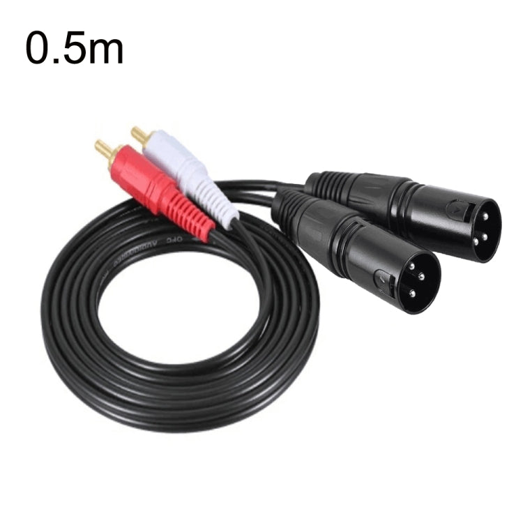 2RCA To 2XLR Speaker Canon Cable Audio Balance Cable, Size: 0.5m(Dual Lotus To Dual Canon Male) - Microphone Audio Cable & Connector by buy2fix | Online Shopping UK | buy2fix