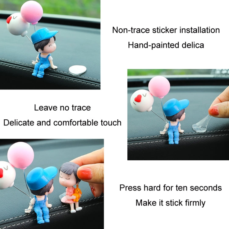 2pcs Car Ornament Ornament Lovely Kissing Couple Doll, Color: Reading+Balloon - In Car by buy2fix | Online Shopping UK | buy2fix