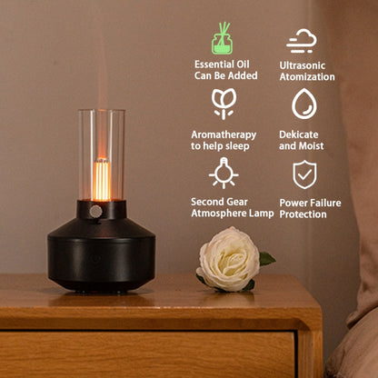 DQ708 Simulation Candle Light Aroma Diffuser USB Air Humidifier with Night Light(Black) - Air Purifiers & Accessories by buy2fix | Online Shopping UK | buy2fix