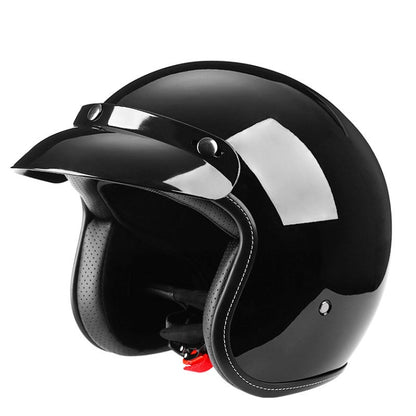 BYB 701 All Seasons Retro Motorcycle Helmet, Size: M(Bright Black) - In Car by BYB | Online Shopping UK | buy2fix