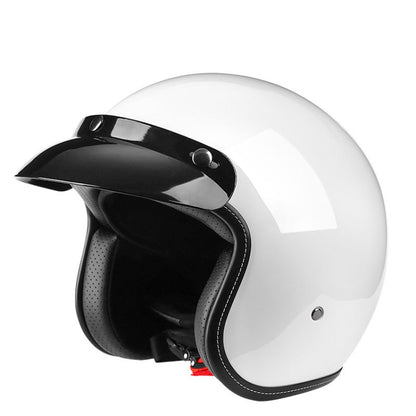 BYB 701 All Seasons Retro Motorcycle Helmet, Size: XL(Bright White) - Helmets by BYB | Online Shopping UK | buy2fix