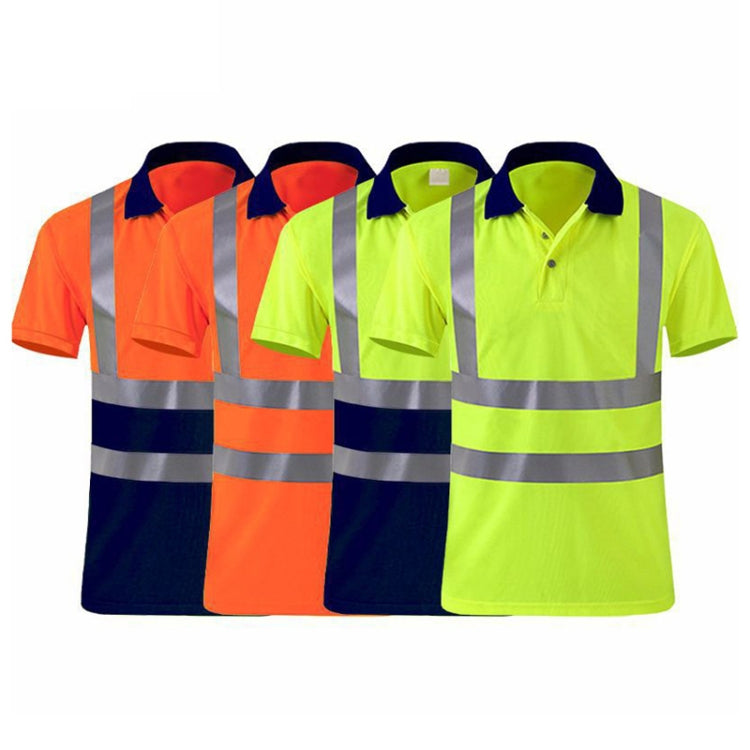 Reflective Quick-drying T-shirt Lapel Short-sleeved Safety Work Shirt, Size: XXL(Orange Red) - Workplace Safety Supplies by buy2fix | Online Shopping UK | buy2fix