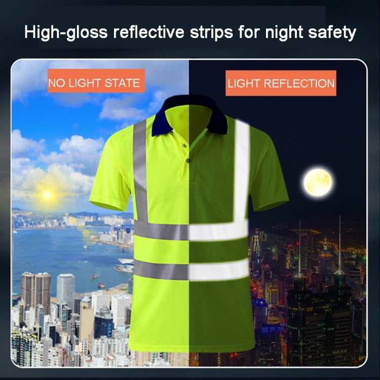 Reflective Quick-drying T-shirt Lapel Short-sleeved Safety Work Shirt, Size: XL(Orange Red +Navy Blue) - Workplace Safety Supplies by buy2fix | Online Shopping UK | buy2fix