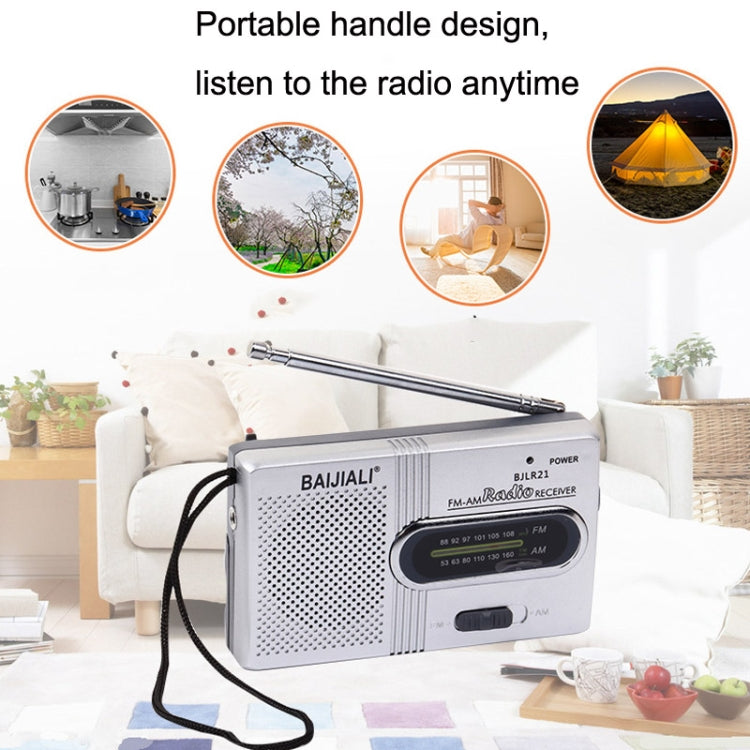 BAIJIALI BJLR21 Simple Retro Radio Full-band Built-in Speaker Outdoor Portable Audio(Silver Gray) - Consumer Electronics by BAIJIALI | Online Shopping UK | buy2fix