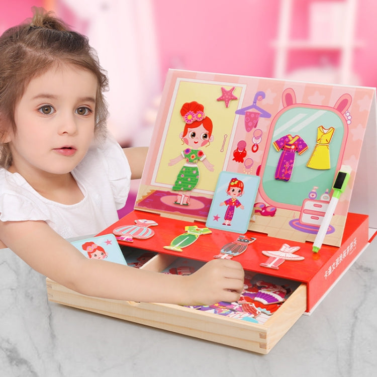 Drawer Type Double-sided Drawing Board Puzzle Magnetic Cartoon Dress Up Wooden Toys(Marine Life) - Early Education Toys by buy2fix | Online Shopping UK | buy2fix