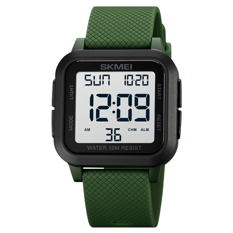 SKMEI 1894 Square Sports Waterproof Student Simple Multifunctional Luminous Watch(Army Green White Machine) - Sport Watches by SKMEI | Online Shopping UK | buy2fix