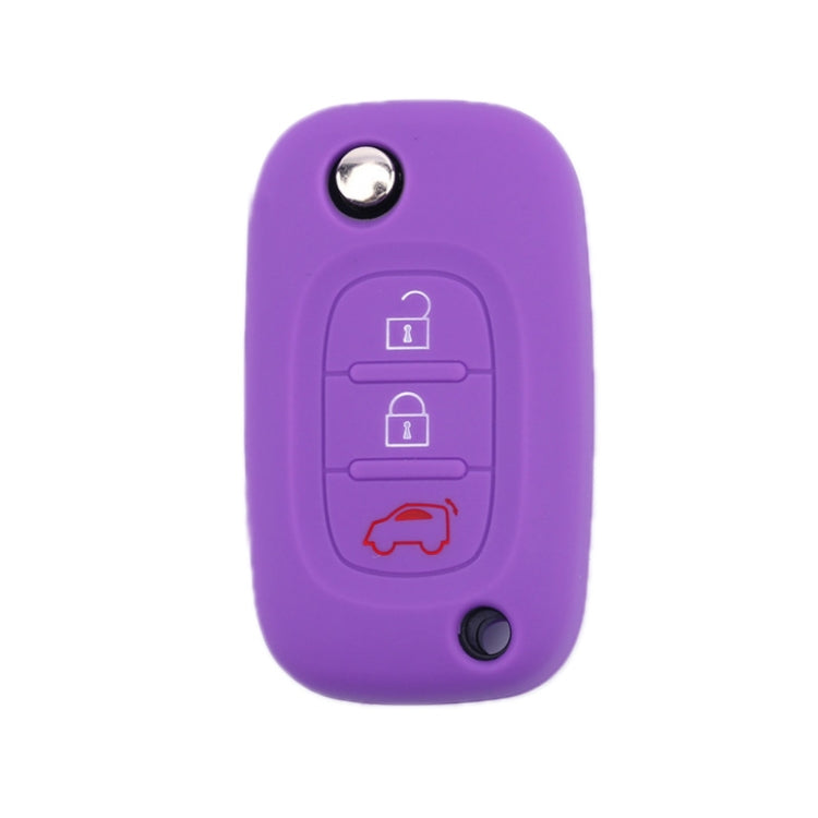 For Mercedes-Benz Smart Folding 2pcs 3 Button Silicone Key Case(Purple) - In Car by buy2fix | Online Shopping UK | buy2fix