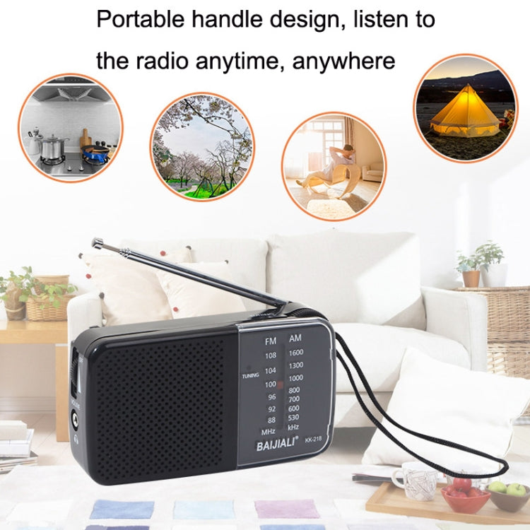 BAIJIALI KK-218 Vintage Analog Portable Multiband Built-in Speaker Radio(Black) - Consumer Electronics by BAIJIALI | Online Shopping UK | buy2fix