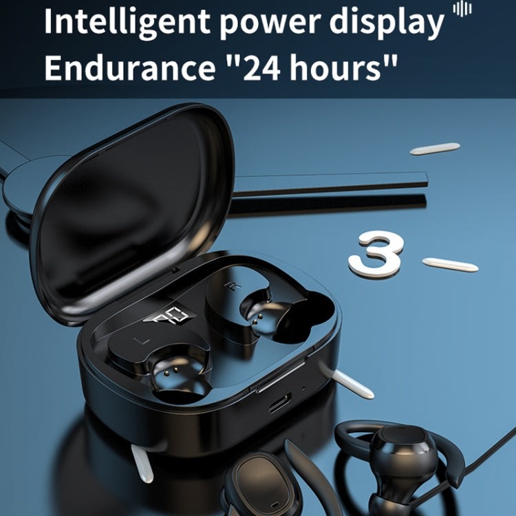 S260 Hanging Ear With Charging Bin Digital Display Stereo Bluetooth Earphones(Black) - Bluetooth Earphone by buy2fix | Online Shopping UK | buy2fix