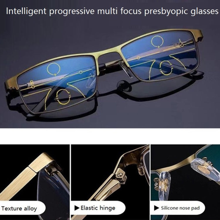 Progressive Multifocal Presbyopic Glasses Anti-blue Light Mobile Phone Glasses, Degree: +300(Wine Red) - Presbyopic Glasses by buy2fix | Online Shopping UK | buy2fix