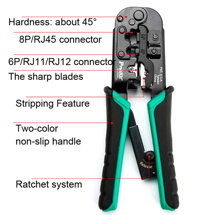 ProsKit CP-376TR 4P/6P/8P Three-Use Network Crimping Pliers - Lan Cable and Tools by ProsKit | Online Shopping UK | buy2fix