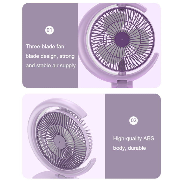 LF-002 Mini USB Rechargeable Light Desktop Fan Rotatable Night Light Silent Fan(Purple) -  by buy2fix | Online Shopping UK | buy2fix