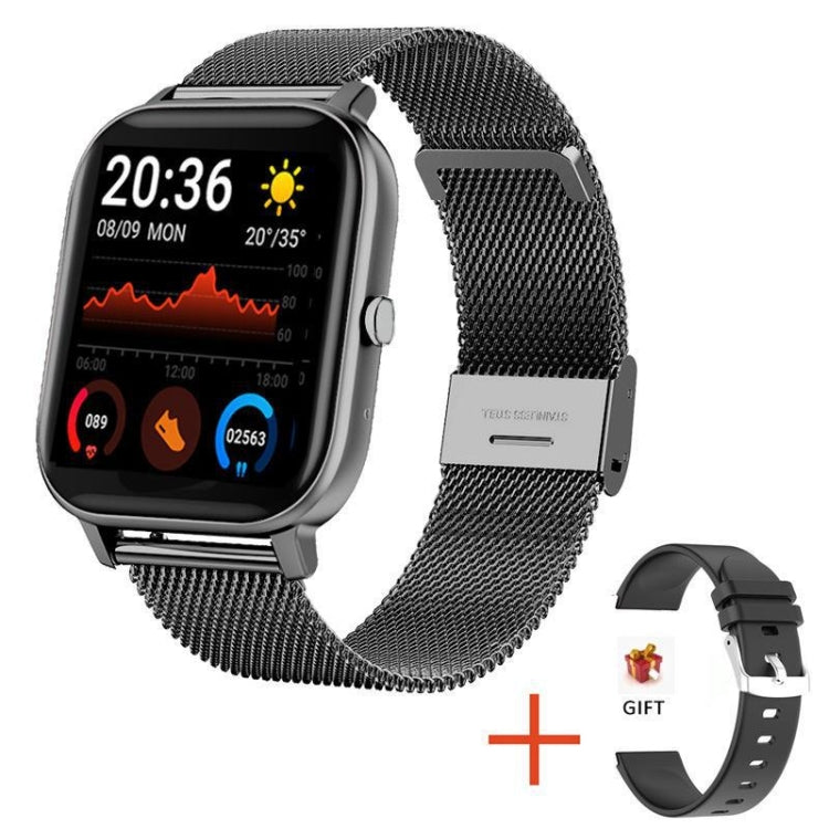 H10 1.69 inch Screen Bluetooth Call Smart Watch, Support Heart Rate/Blood Pressure/Sleep Monitoring, Color: Black Net+Silicone - Smart Wear by buy2fix | Online Shopping UK | buy2fix