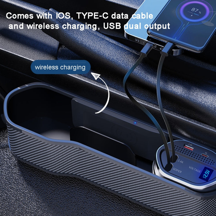 Vehicle Seat Gap Storage Box Organizer Front Seat Console Side Pocket ,Spec: Wireless Charging Ordinary  Wire -  by buy2fix | Online Shopping UK | buy2fix