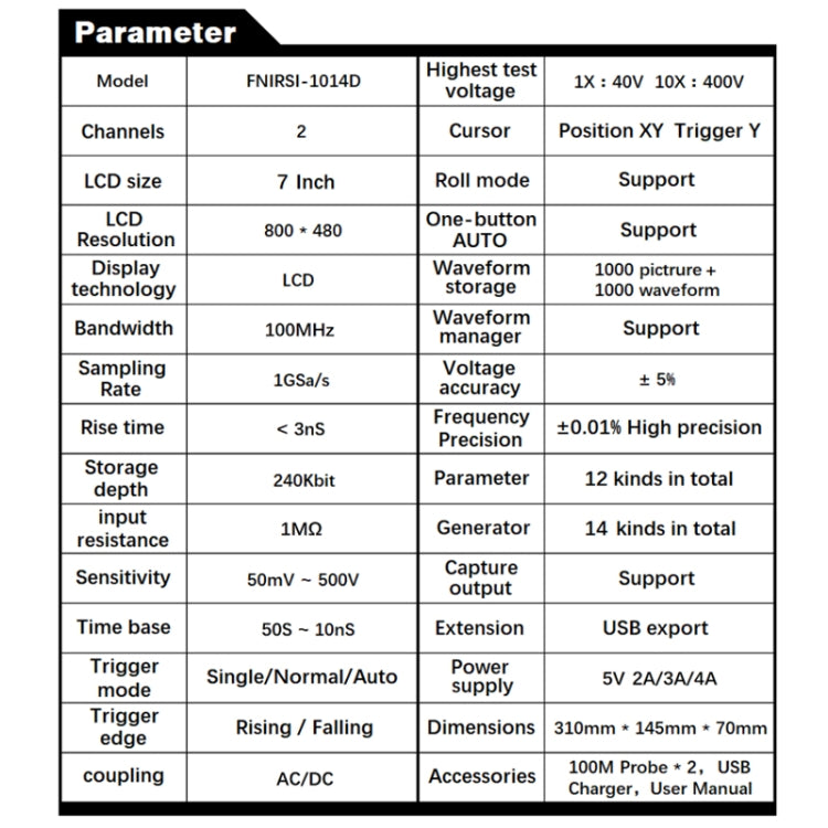 FNIRSI 1014D 2 in 1 Dual-channel 100M Bandwidth Digital Oscilloscope 1GS Sampling Signal Generator, US Plug - Digital Multimeter by FNIRSI | Online Shopping UK | buy2fix