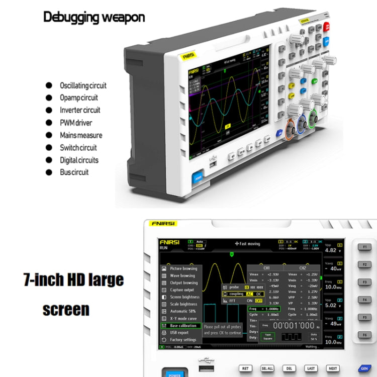 FNIRSI 1014D 2 in 1 Dual-channel 100M Bandwidth Digital Oscilloscope 1GS Sampling Signal Generator, US Plug - Digital Multimeter by FNIRSI | Online Shopping UK | buy2fix