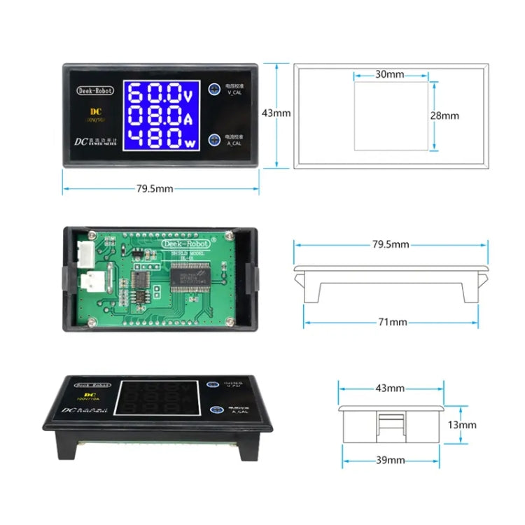 Deek-Robot X12872 100V 10A Digital 250W Power Meter Digital Display Multi-function Detector Voltmeter - Current & Voltage Tester by buy2fix | Online Shopping UK | buy2fix