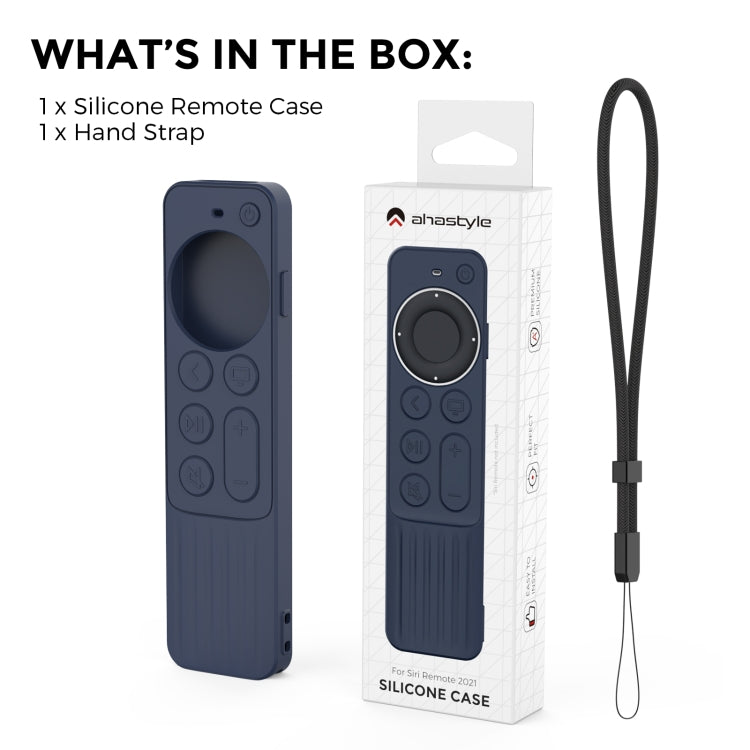 For Apple TV Siri Remote 2/3 AhaStyle PT166 Remote Controller Silicone Protective Case Striped Non-Slip Anti-Drop Cover(Midnight Blue) - Remote Control Covers by AhaStyle | Online Shopping UK | buy2fix