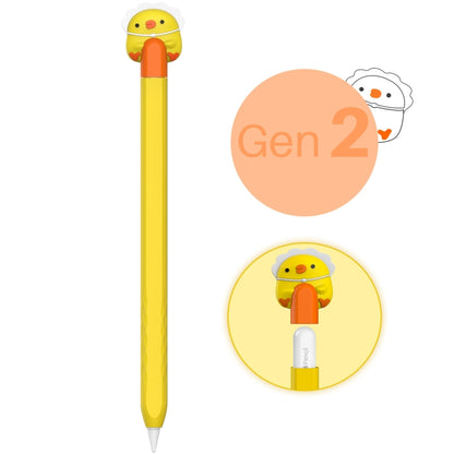 For Apple Pencil 2 AhaStyle PT-LC129 Pen Case Cartoon Silicone Protective Case(Chicken Yellow) - Pencil Accessories by AhaStyle | Online Shopping UK | buy2fix