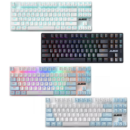 Ajazz AK40pro 87 Keys Bluetooth/Wireless/Wired Three Mode Game Office Mechanical Keyboard Mixed Light Tea Shaft (White Blue) - Wireless Keyboard by Ajazz | Online Shopping UK | buy2fix