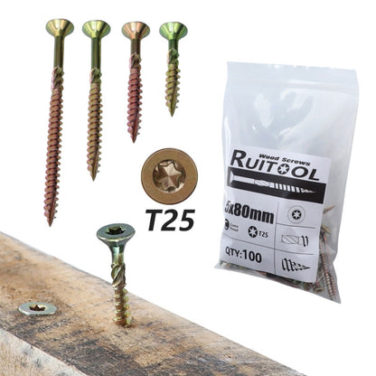 RUITOOL T25 100pcs Woodworking Screws Torx Self Tapping Screws 4.5 x 45mm - Screws by RUITOOL | Online Shopping UK | buy2fix