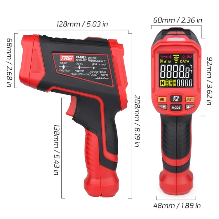 TASI TA603E -32-2200 degrees Celsius Color Screen Infrared Thermometer Industrial Electronic Thermometer - Thermostat & Thermometer by TASI | Online Shopping UK | buy2fix