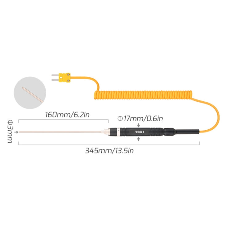 TASI TB601-1 Liquid Probe K-Type Probe Use With Thermometer - Thermostat & Thermometer by TASI | Online Shopping UK | buy2fix