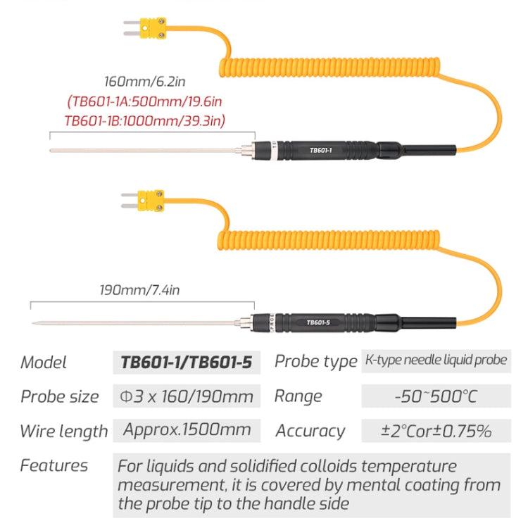 TASI TB601-1 Liquid Probe K-Type Probe Use With Thermometer - Thermostat & Thermometer by TASI | Online Shopping UK | buy2fix