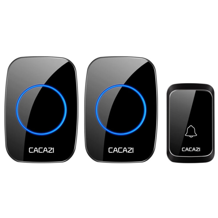 CACAZI A06-DC 1 to 2 Battery Smart Home Wireless Waterproof Doorbell(Black) - Wireless Doorbell by CACAZI | Online Shopping UK | buy2fix