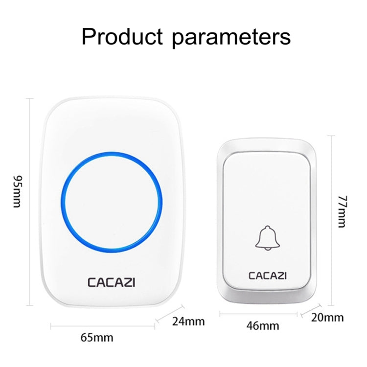 CACAZI A06-DC 1 to 2 Battery Smart Home Wireless Waterproof Doorbell(Black) - Wireless Doorbell by CACAZI | Online Shopping UK | buy2fix