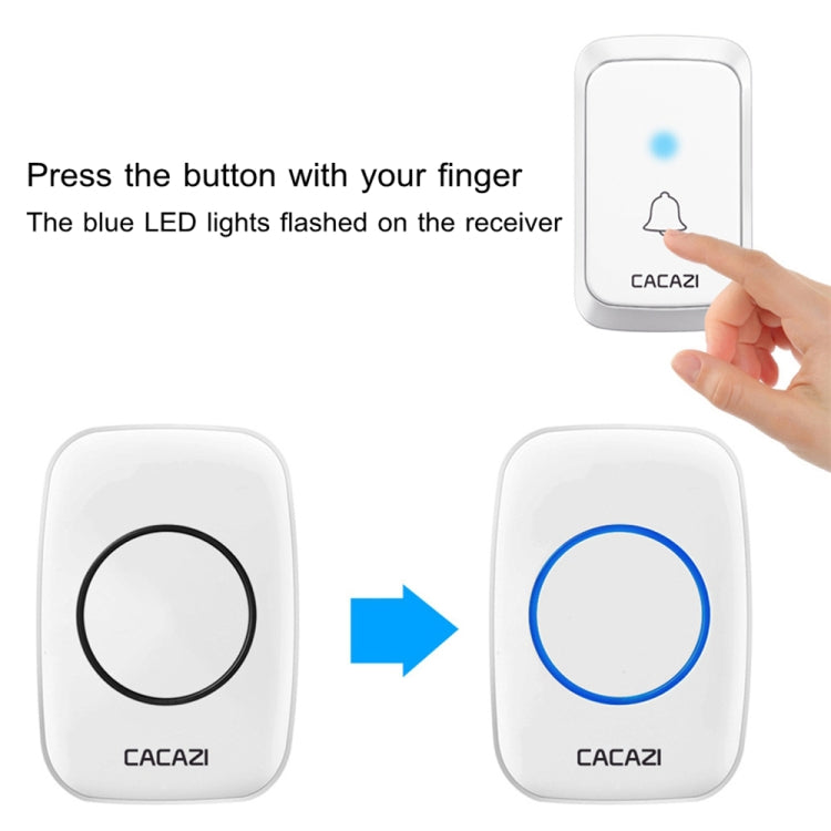 CACAZI A06-DC 1 to 2 Battery Smart Home Wireless Waterproof Doorbell(Black) - Wireless Doorbell by CACAZI | Online Shopping UK | buy2fix