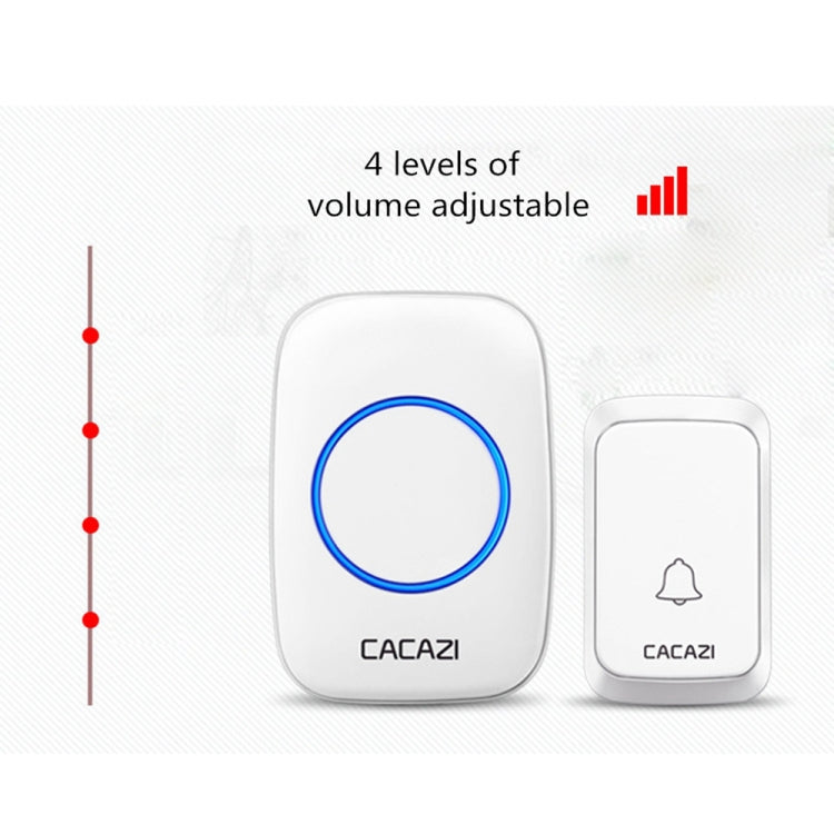 CACAZI A06-DC 1 to 2 Battery Smart Home Wireless Waterproof Doorbell(White) - Wireless Doorbell by CACAZI | Online Shopping UK | buy2fix