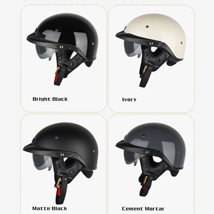 SOMAN Motorcycle Half Helmet Adjustable Helmet With Inner Mirror, Size: XXL(Matte Black with Transparent Mirror) - Helmets by SOMAN | Online Shopping UK | buy2fix