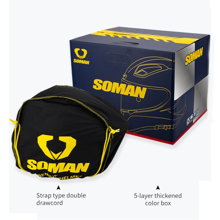 SOMAN Motorcycle Carbon Fiber Double Lens Thermal Safety Helmet, Size: S(Snake Carbon Fiber REVO) - Helmets by SOMAN | Online Shopping UK | buy2fix