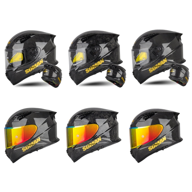 SOMAN Motorcycle Carbon Fiber Double Lens Thermal Safety Helmet, Size: XXL(Cheetah Print REVO) - Helmets by SOMAN | Online Shopping UK | buy2fix