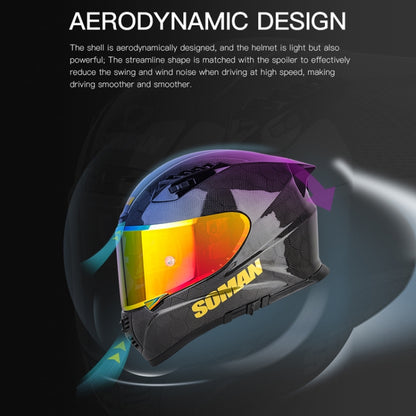 SOMAN Motorcycle Carbon Fiber Double Lens Thermal Safety Helmet, Size: L(Cheetah Print) - Helmets by SOMAN | Online Shopping UK | buy2fix